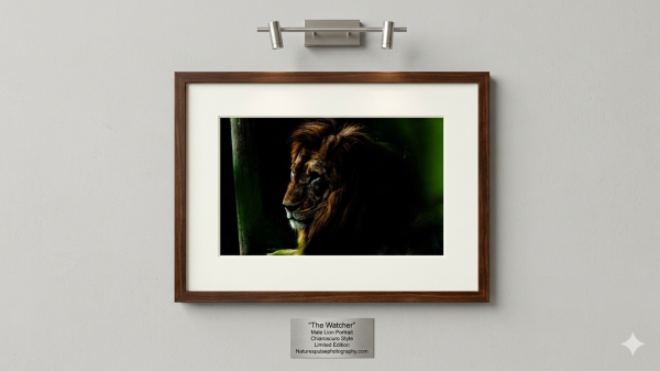 "The Watcher" – Male Lion Portrait in Chiaroscuro