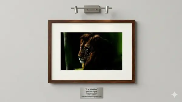 "The Watcher" – Male Lion Portrait in Chiaroscuro